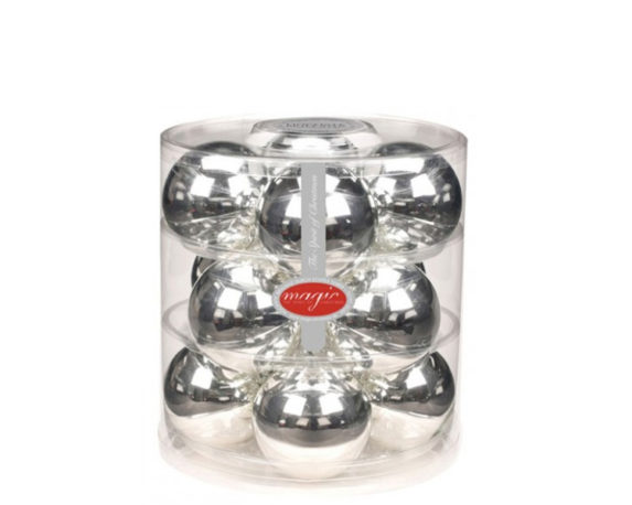 Box 12 sfere mix argento 40 mm