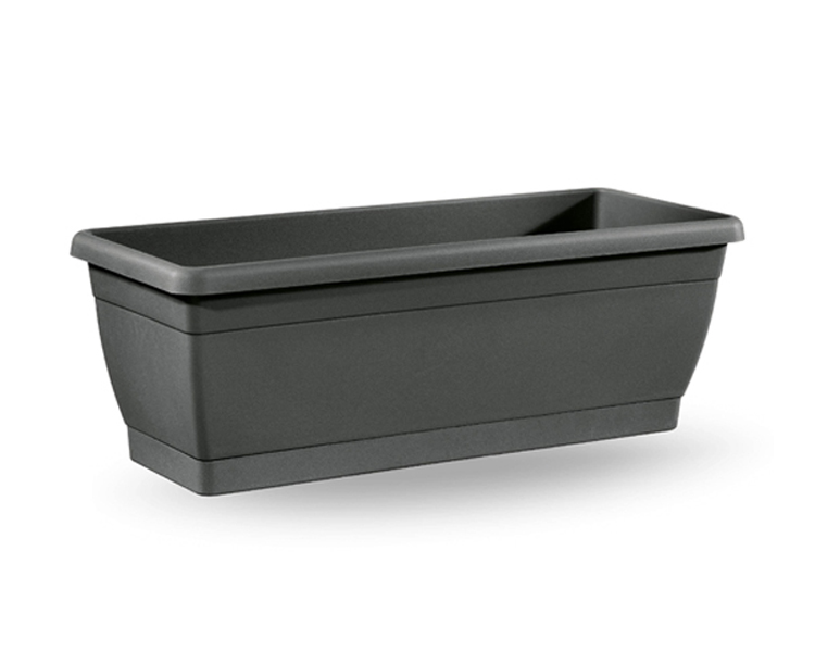Fioriera Roxanne Antracite con Sottovaso 40cm in Plastica