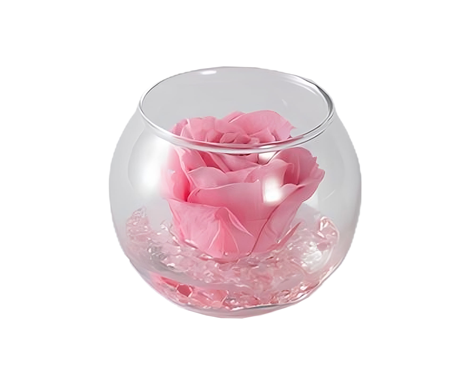 Boccia Rosa Cherie Profumate con Gocce e Packaging Rosa D6cm in Vetro