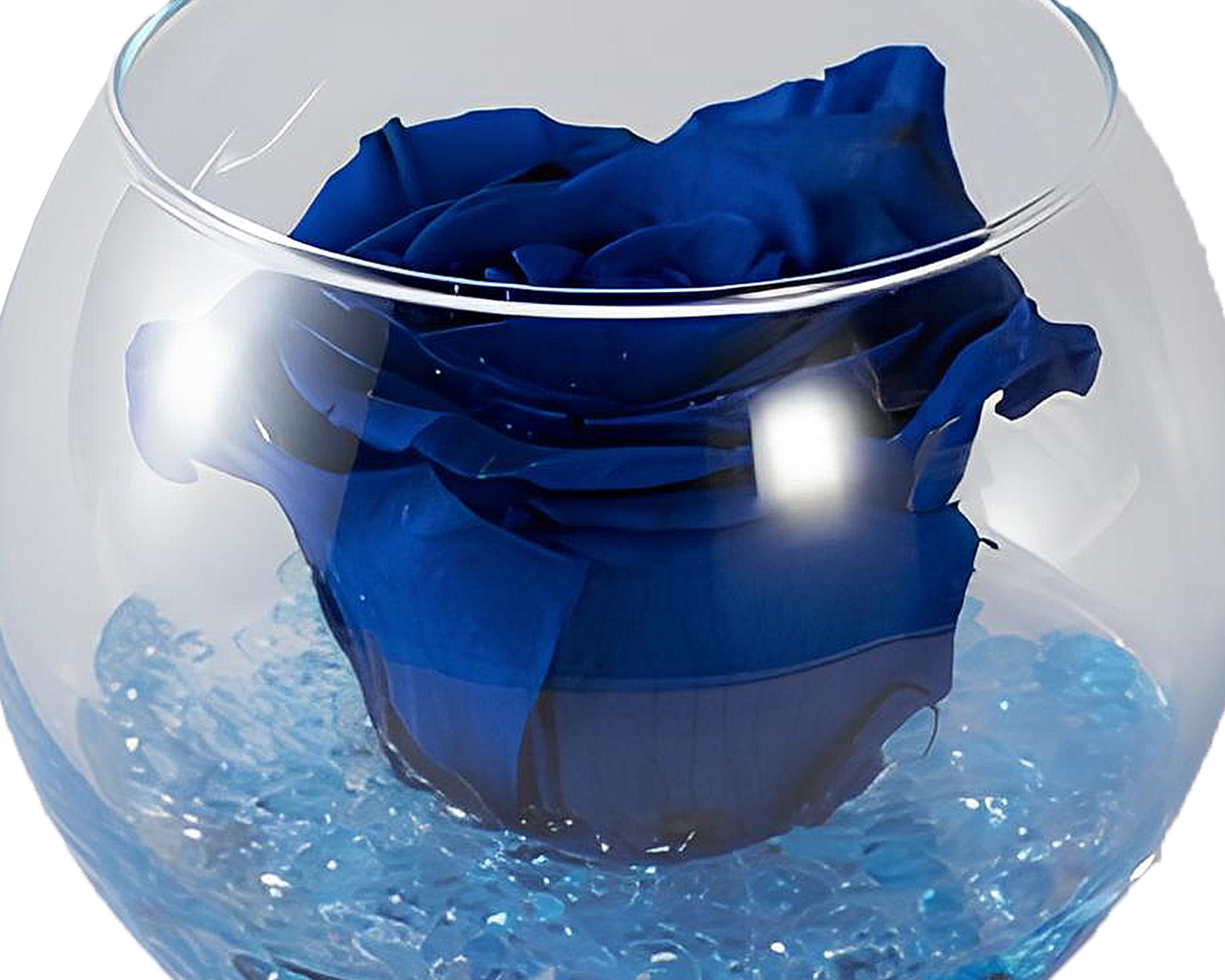 Boccia Rosa Cherie Profumate con Gocce e Packaging Blu D10cm in Vetro - immagine 2