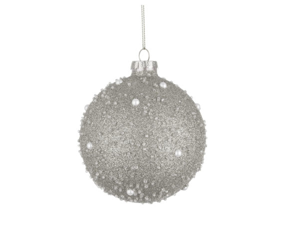Sfera stones 80 mm vetro argento brillante