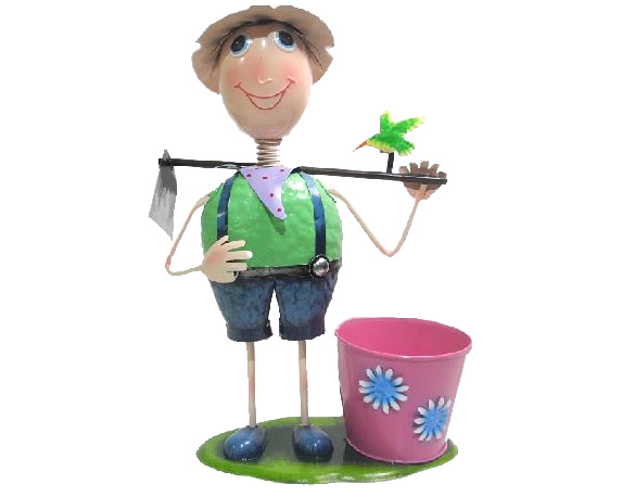 Porta Piante con Bambino in Metallo