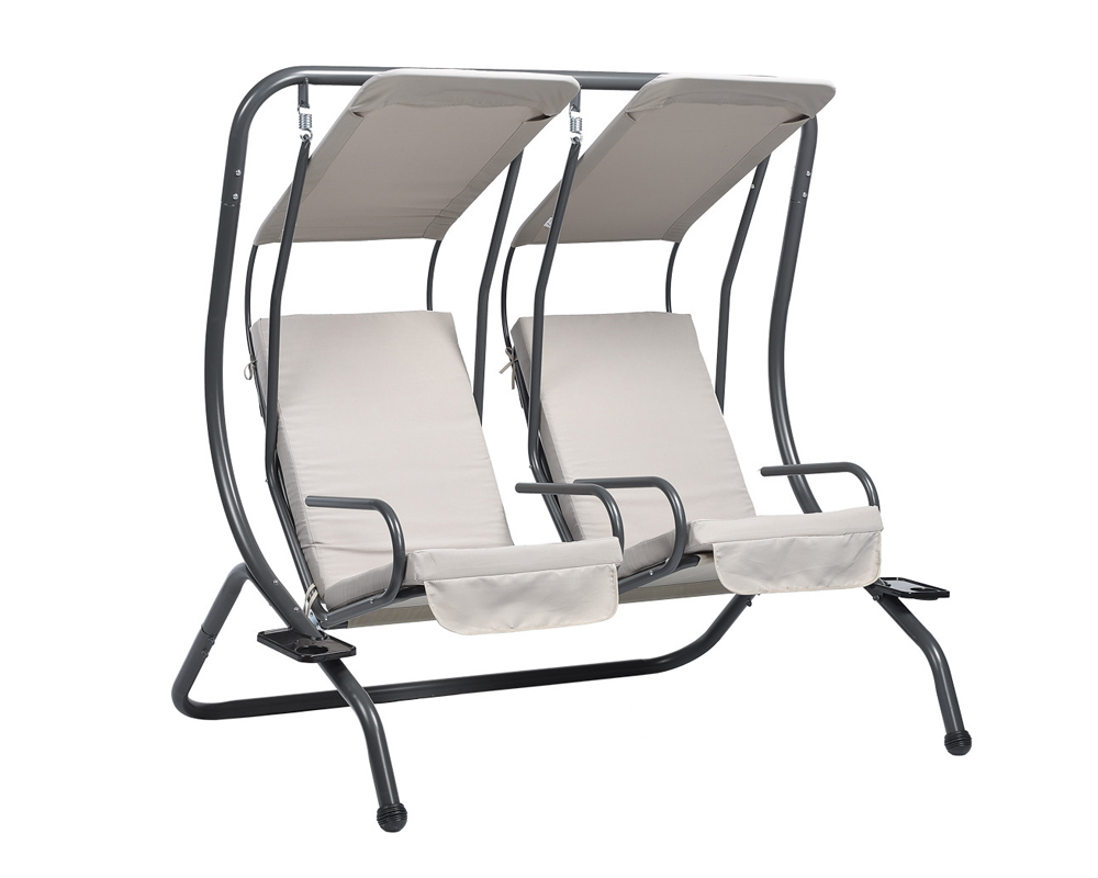 Dondolo Doppio Brio con Cuscini Antracite e Taupe in Acciaio e Poliestere