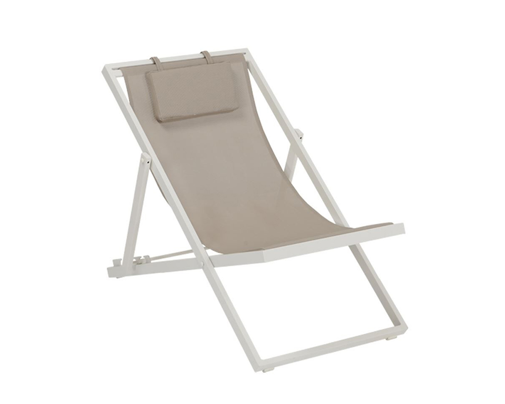 Sdraio New Relax Bianco Khaki in Alluminio e Textilene