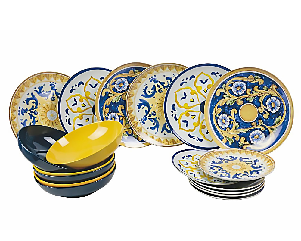 Set 18 Pz Servizio Piatti Sicilia in Porcellana Gres