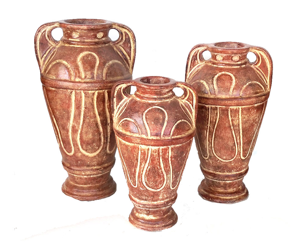 anfora jarron tris terracotta h25 vasie e coprivaso anfore vasi