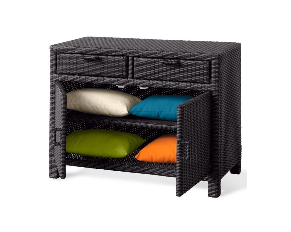 Armadio basso c/ 2 ante e 2 cassetti wicker - immagine 2