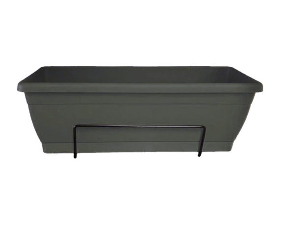 Cassetta Roxanne con Sottovaso e Supporto 60cm Antracite in Plastica e Ferro