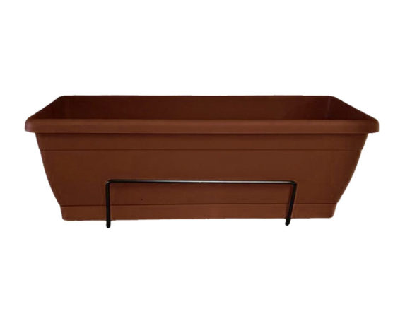 Cassetta Roxanne con Sottovaso e Supporto 60cm Bronzo in Plastica e Ferro