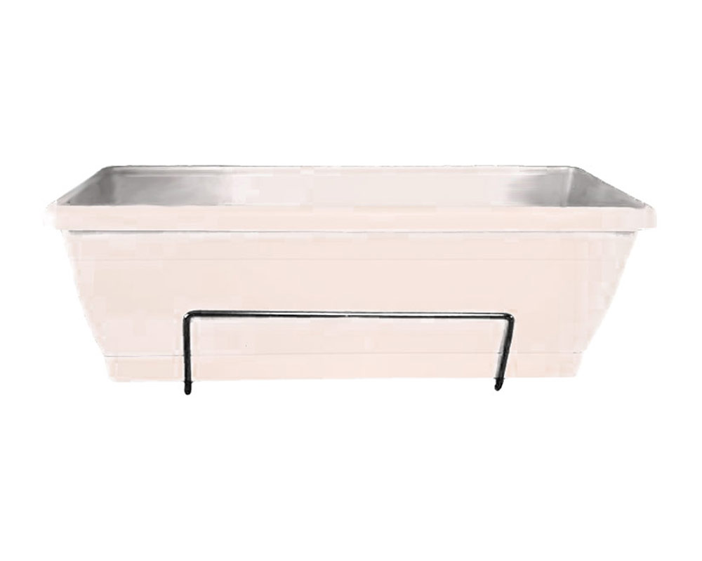 Cassetta Roxanne con Sottovaso Bianco 60cm in Plastica e Supporto in Ferro