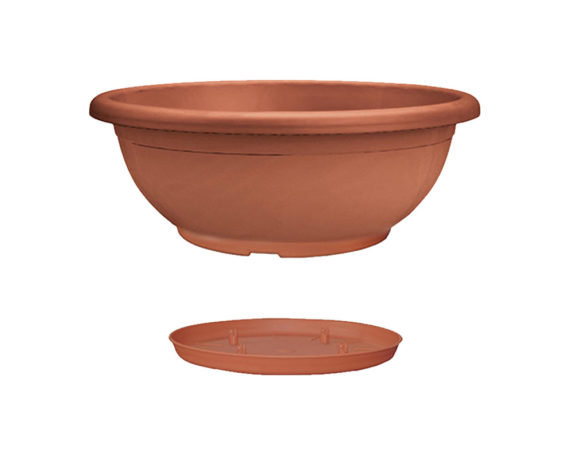 Vaso Naxos con Sottovaso Terracotta D30cm in Plastica