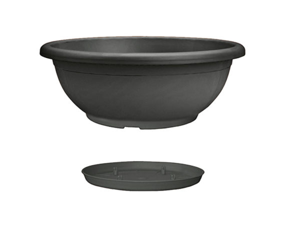 Vaso Naxos con Sottovaso Antracite D40cm in Plastica