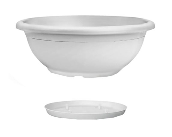 Ciotola Naxos con Sottovaso Bianco D50cm in Plastica