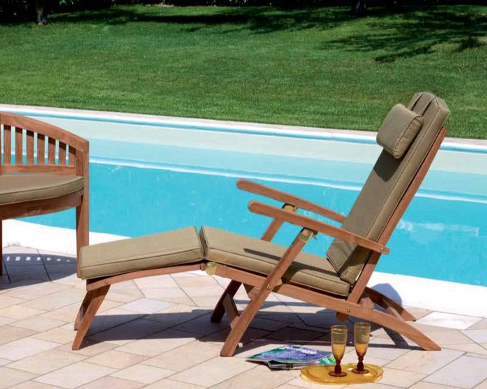 Lettino spiaggia reclinabile teak - immagine 2