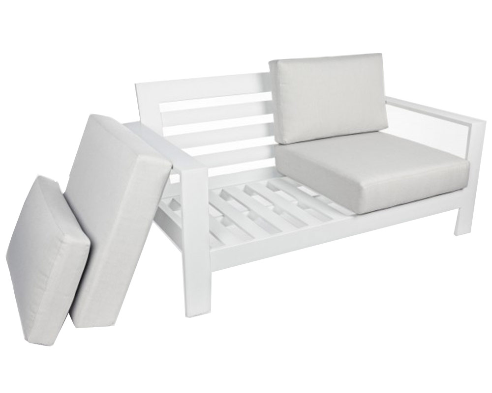 Set 4 Pz Salotto Atlantic con Cuscini Bianco e Tortora in Alluminio e Poliestere - immagine 5