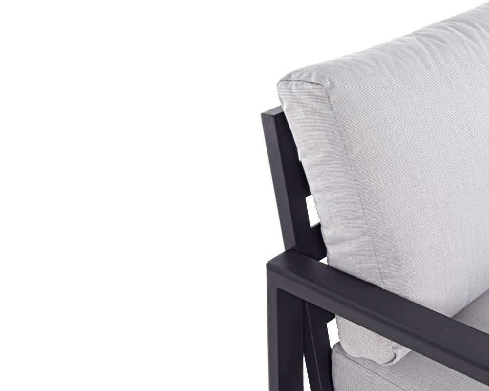 Set 4 Pz Salotto Koral con Cuscini Antracite e Grigio in Alluminio - immagine 4