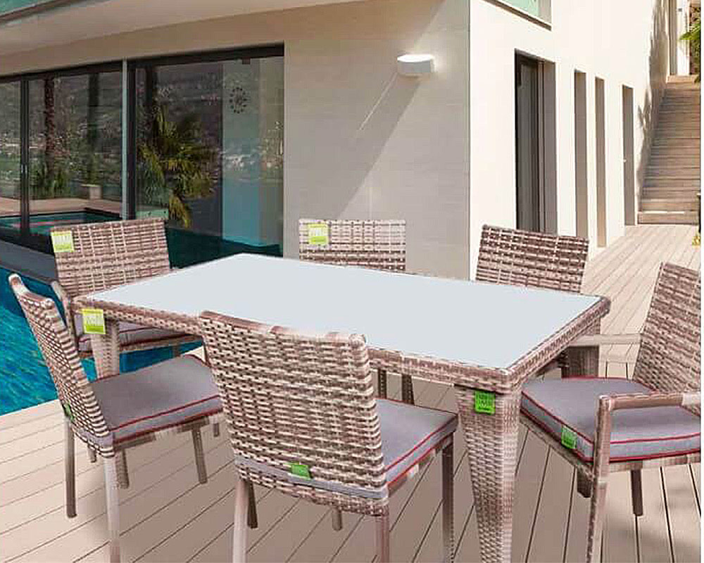 Set Tavolo Easy 6 Sedie C C Ecorattan Tanno Floralgarden