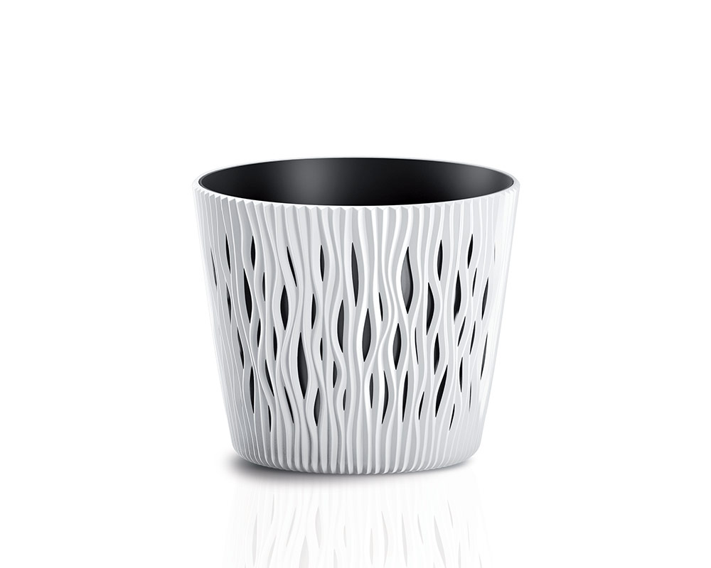 vaso sandy c riserva vasi in plastica vasi e coprivaso corinobruna sabbia 16 cm bianco
