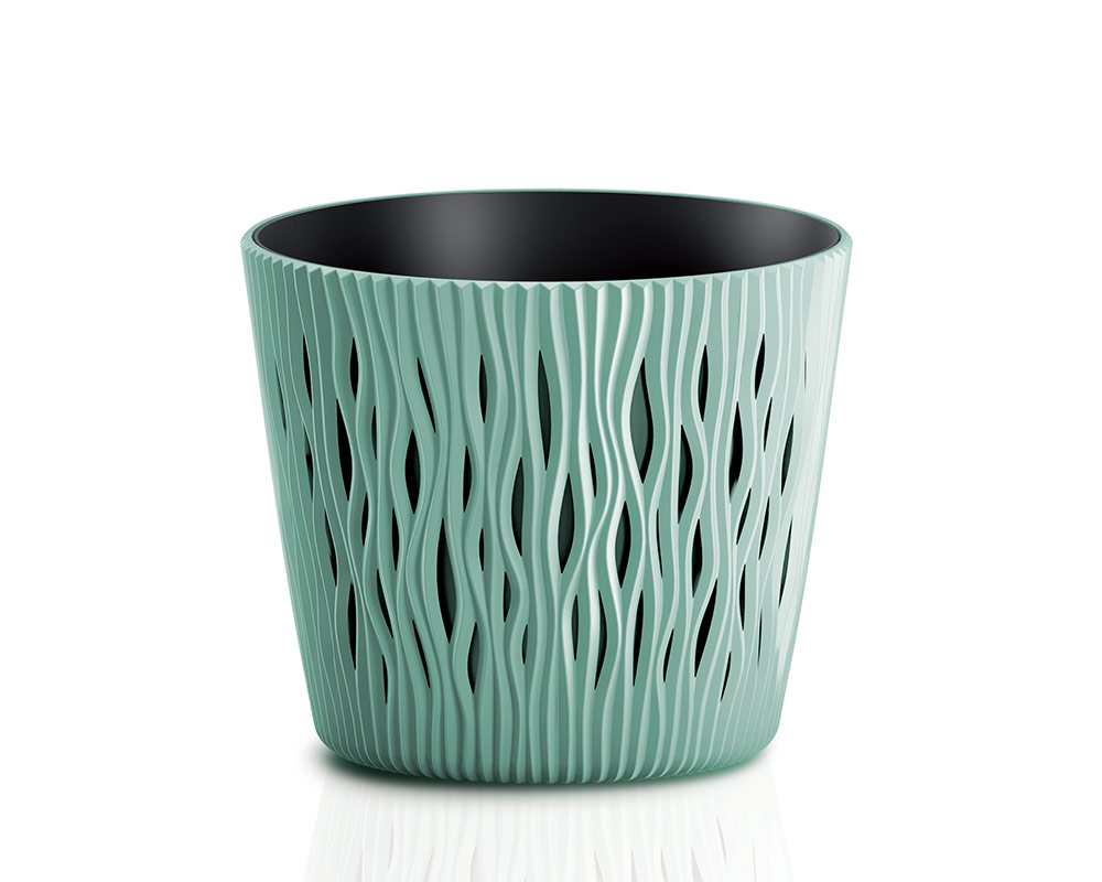 vaso sandy c riserva vasi in plastica vasi e coprivaso corinobruna sabbia 22 cm.verde