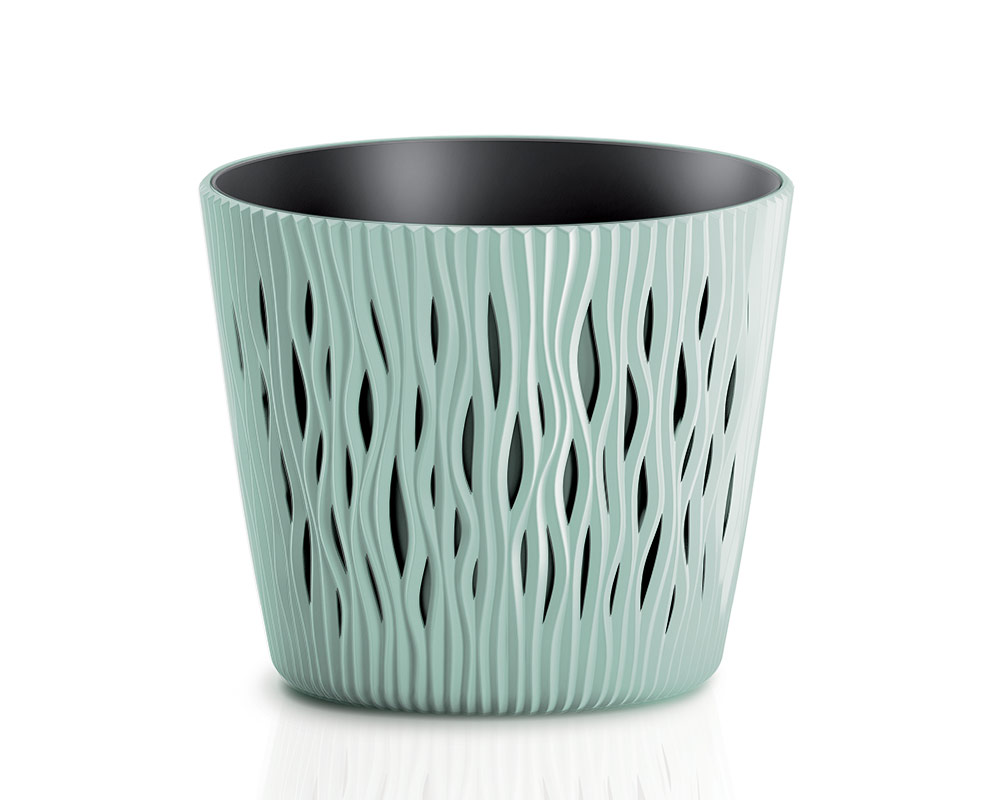 vaso sandy c riserva vasi in plastica vasi e coprivaso corinobruna sabbia 26 cm.verde