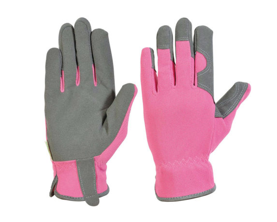 Guanti Rosa da Giardino Taglia M in Ecopelle e Cotone