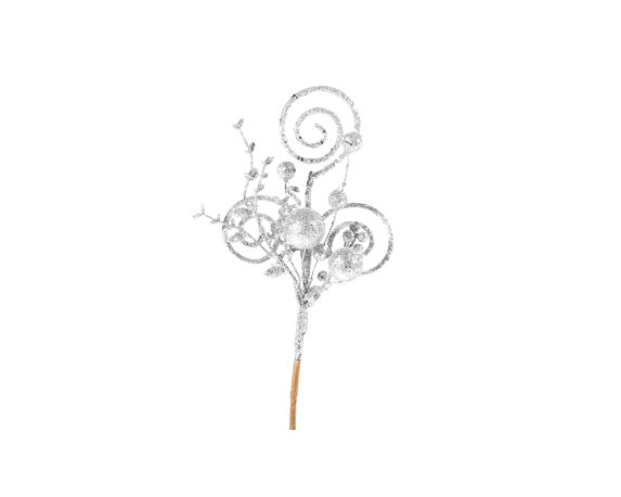 Pick curly c-bacche glitter argento