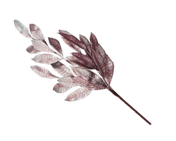 Ramo c-foglie rosa glitter