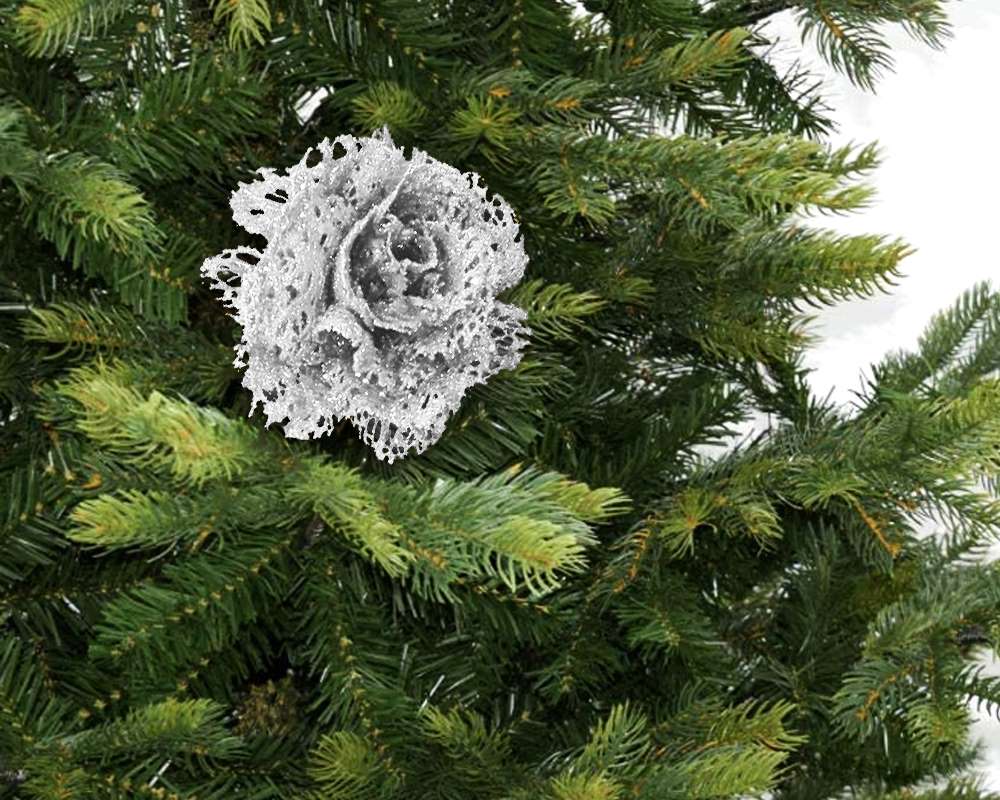 Rosa rete clip glitter bianco - immagine 2