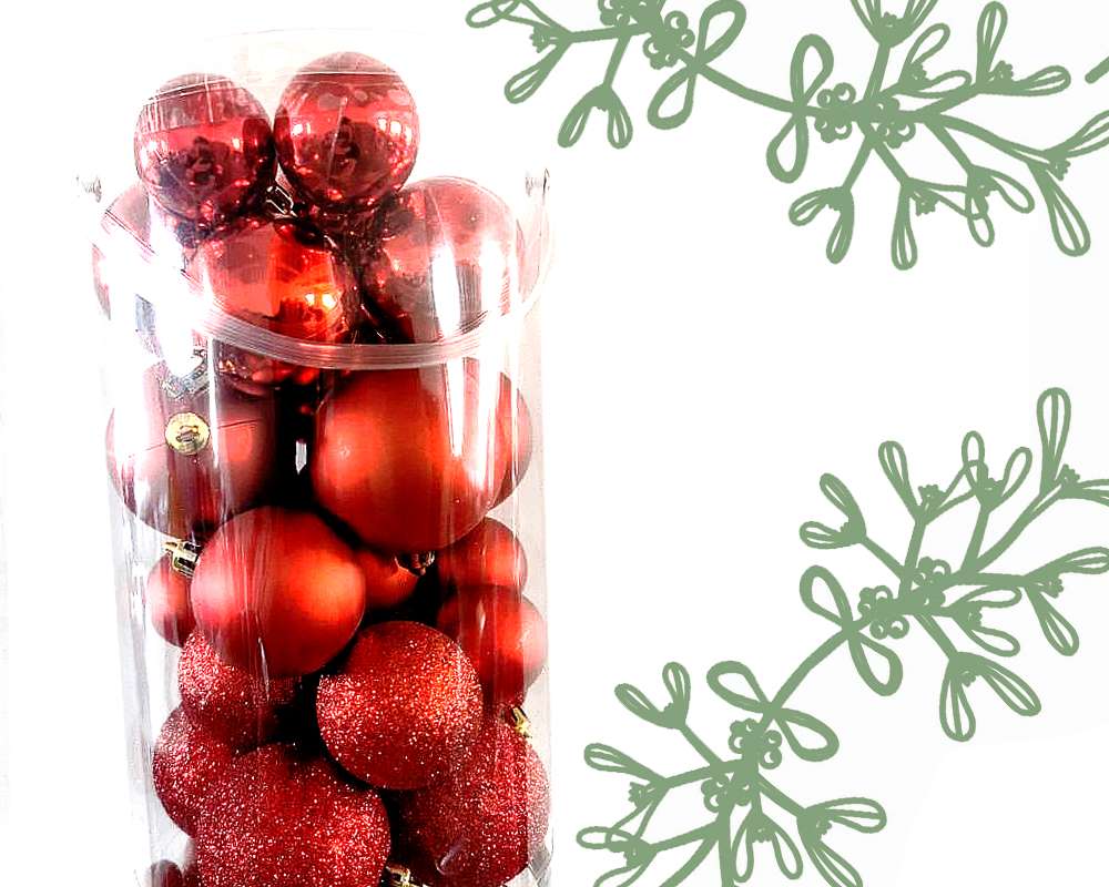 Box sfere 30pz rosse assortite - immagine 2