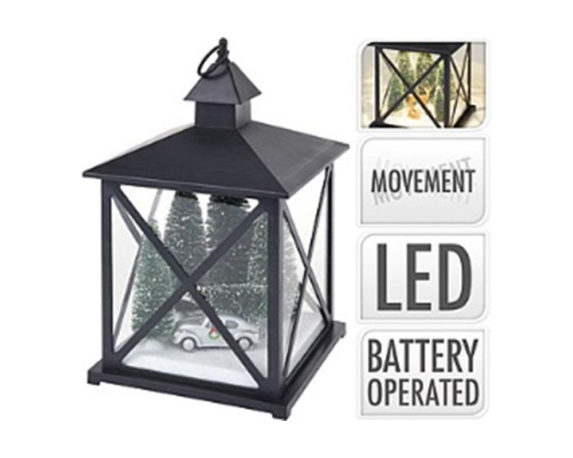 Lanterna quadrata c-scena natalizia led luce bianca