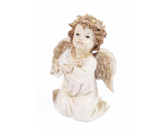 Angelo c/colomba led poliresina