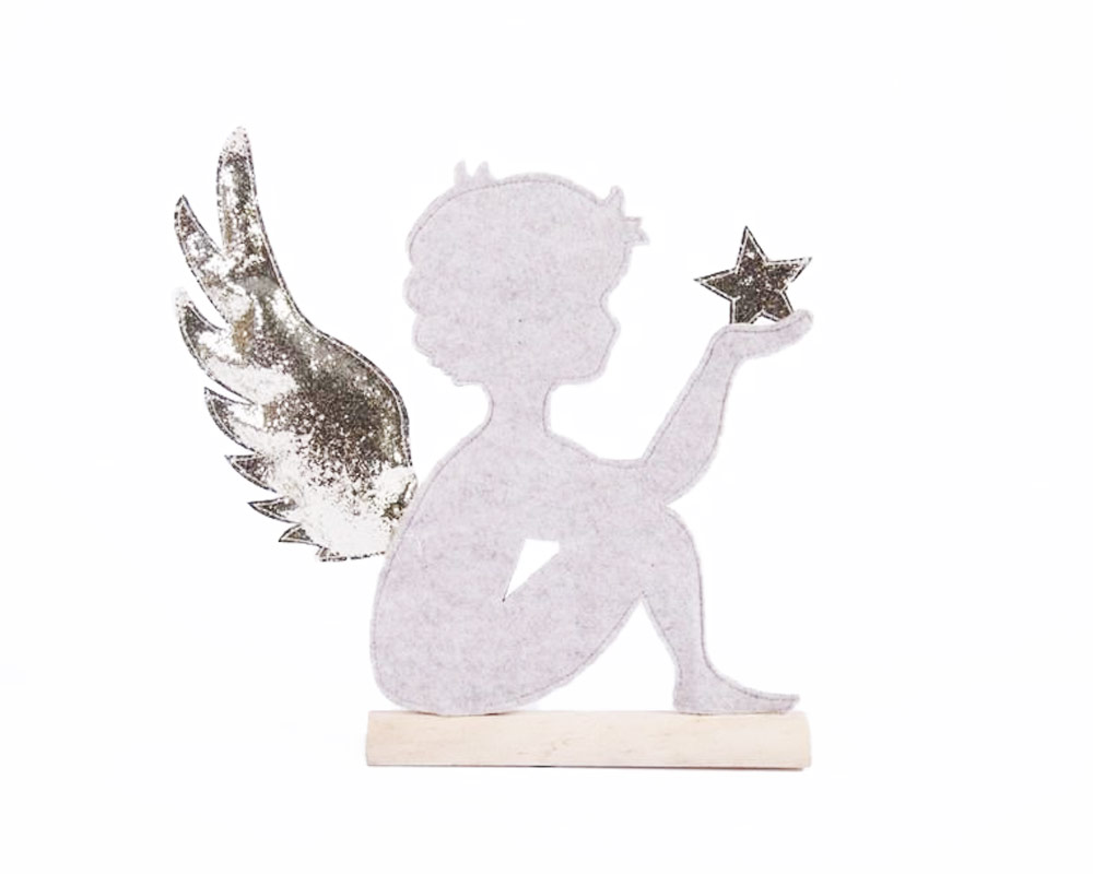 Angelo c-stella grigio/oro legno/feltro