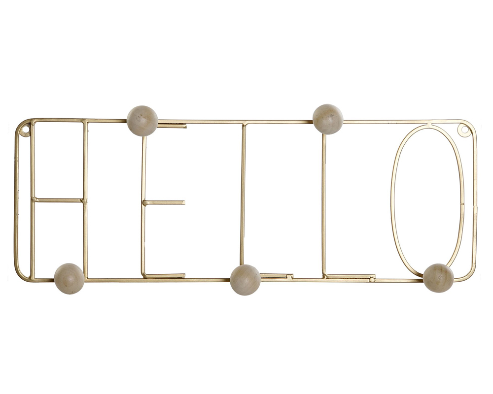 Attaccapanni dorato hello metallo/legno