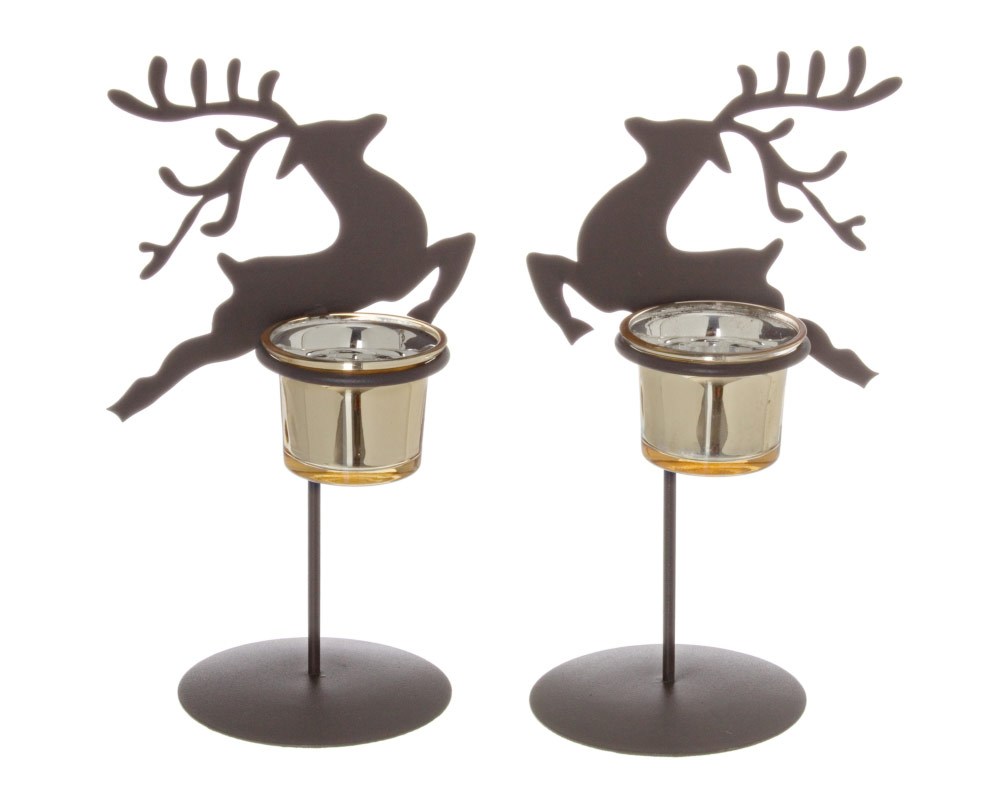 Porta candela renna brunito