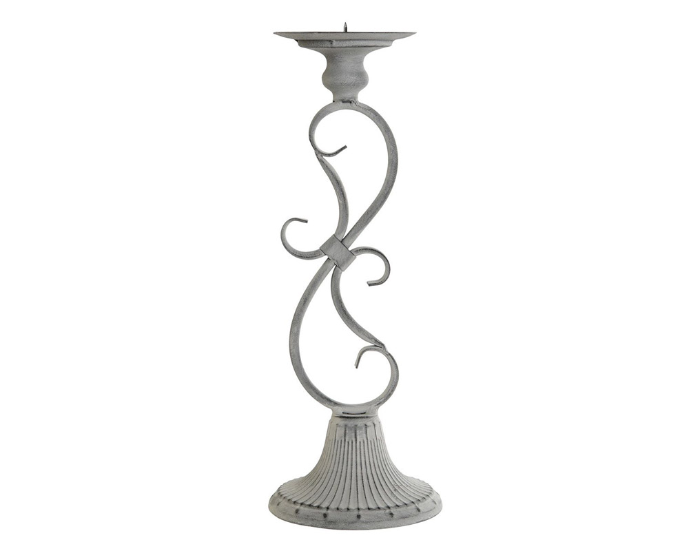 Candelabro invecchiato grigio metallo