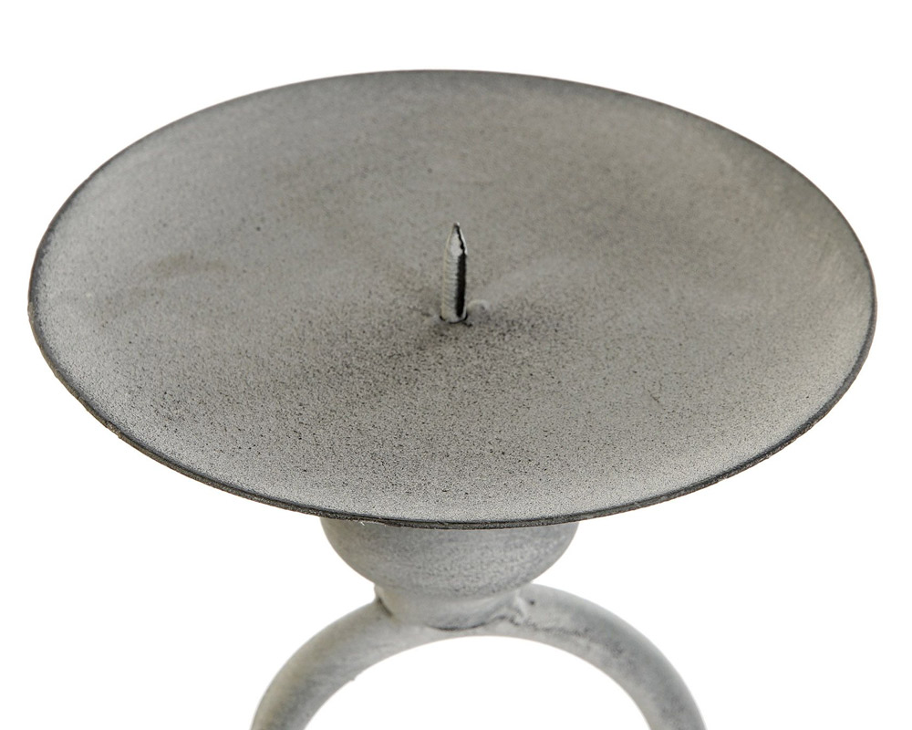 Candelabro invecchiato grigio metallo - immagine 2
