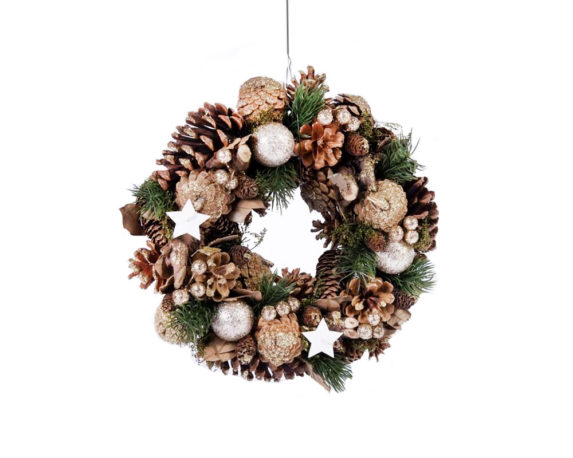 Corona c/pigne e stelle, c/glitter