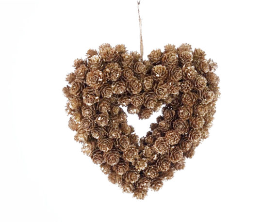 Corona cuore c/pigne glitter