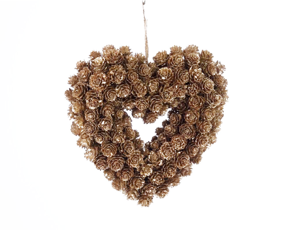 Corona cuore c/pigne glitter