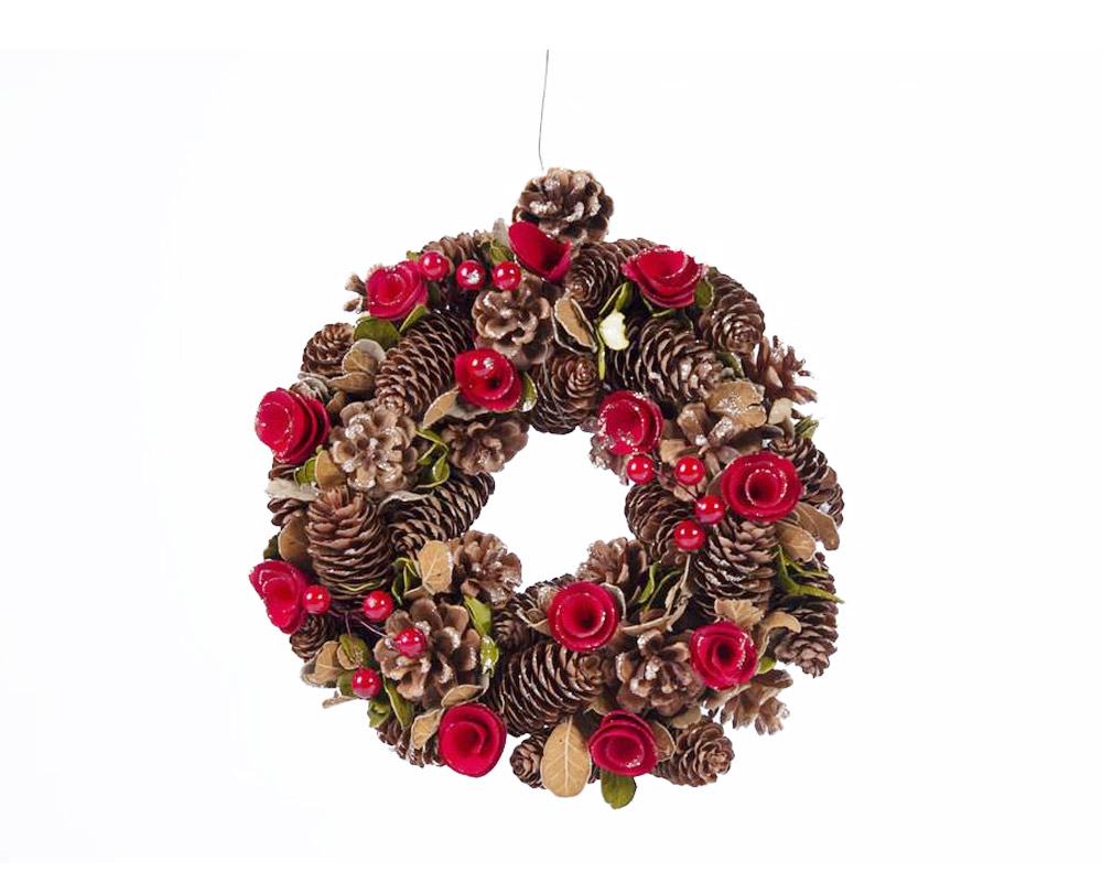 Corona pigne c/rose rosse