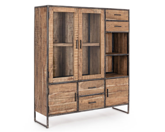 Mobile Elmer con Vetrina in Legno di Acacia – Bizzotto