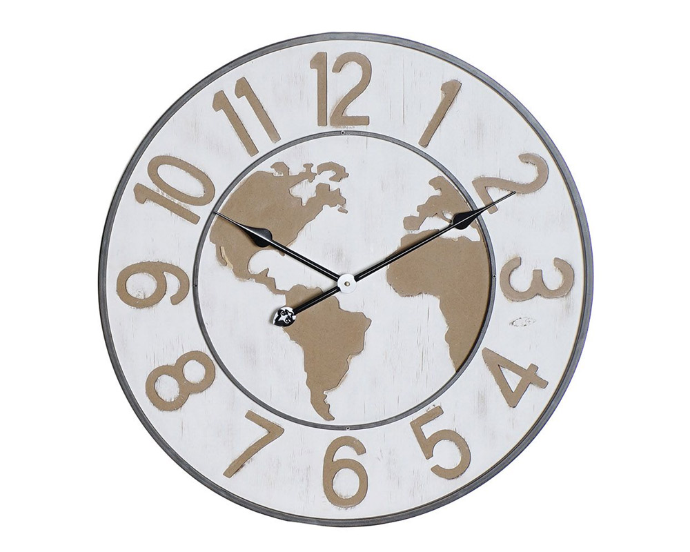 Orologio parete mappamondo legno - immagine 2