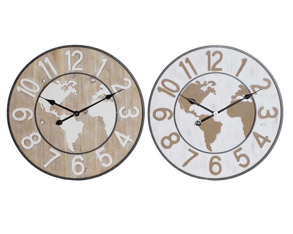 Orologio parete mappamondo legno - immagine 3