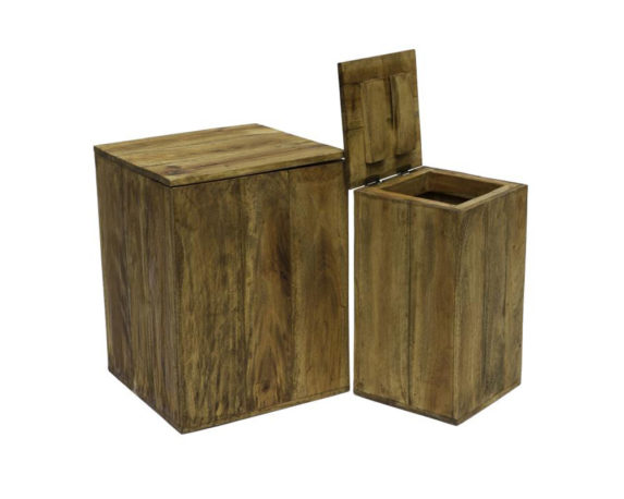 Sgabello contenitore legno