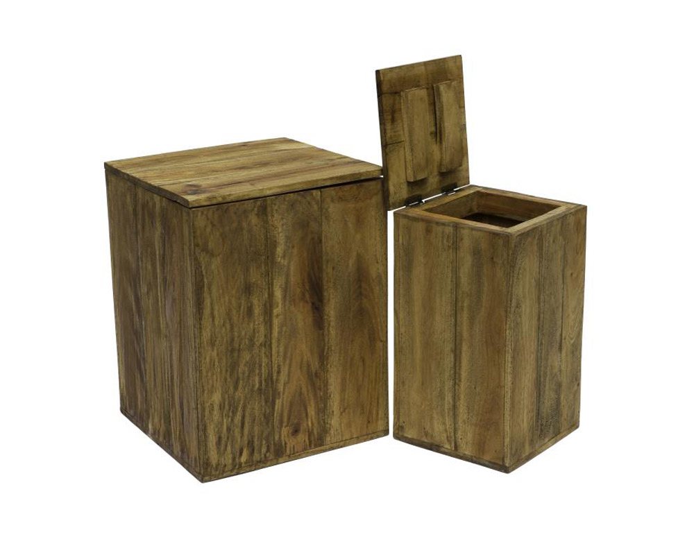 Sgabello contenitore legno