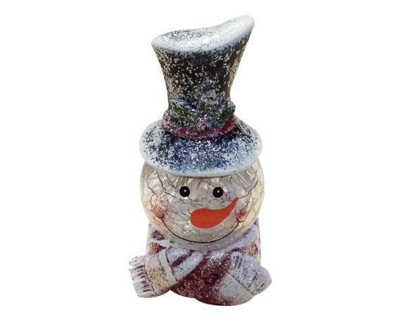 Testa snowman c/led poliresina