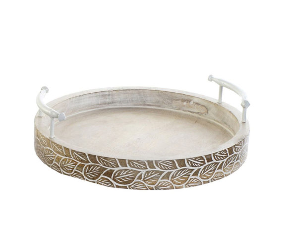 Vassoio tondo c/manici leaves small mango
