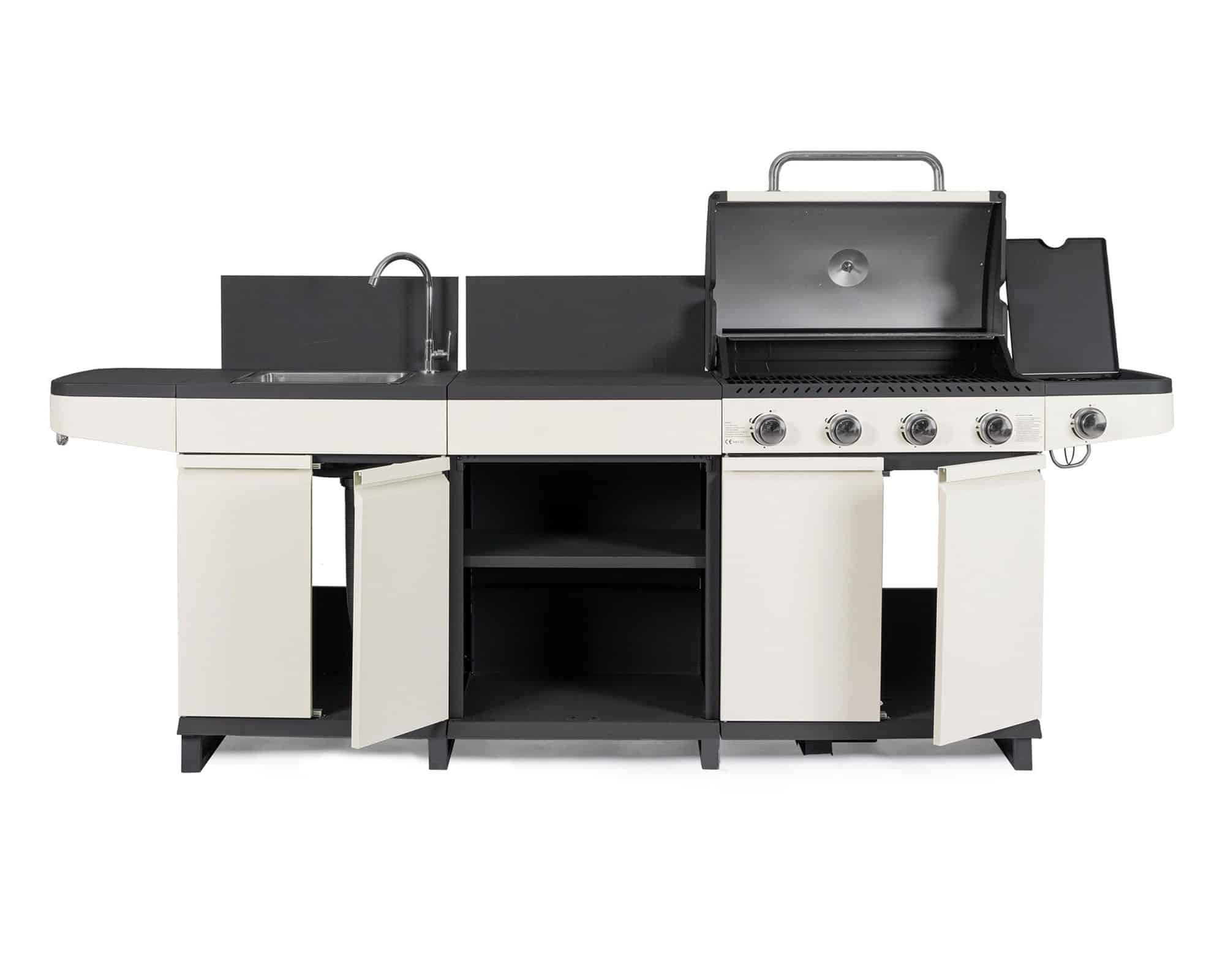 Cucina a Gas Annarita Beige e Antracite 253x57x116cm in Acciaio e Ghisa - Bizzotto - immagine 4