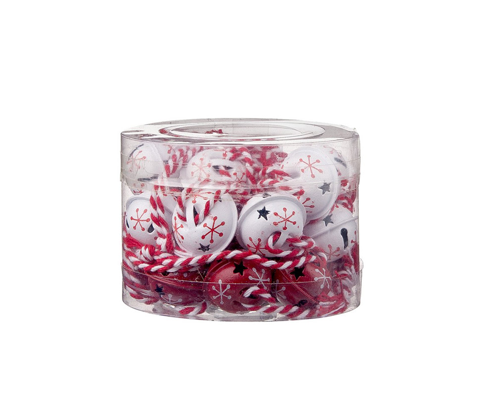Box 24 campanellini bicolore c/decorazione fiocco di neve