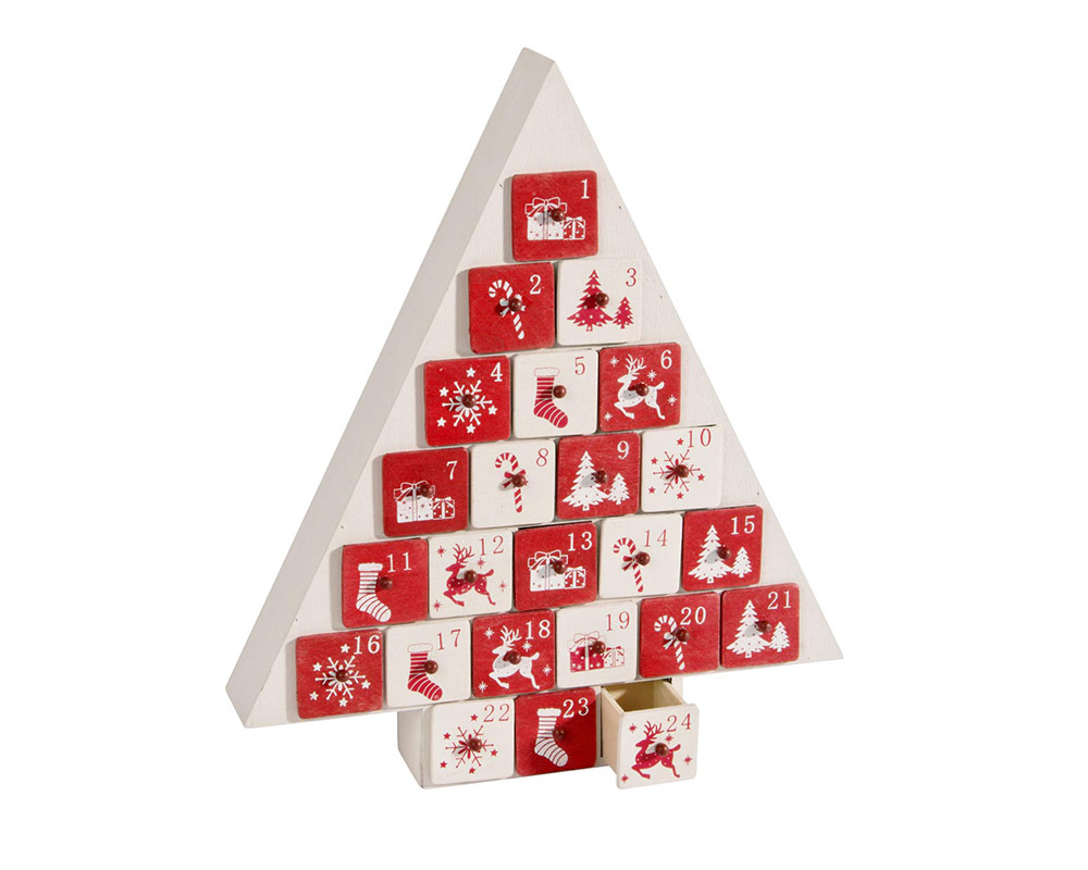 Calendario avvento albero natale legno